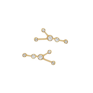 Baby Cancer Diamond Constellation Studs Yellow Gold Pair  by Logan Hollowell Jewelry