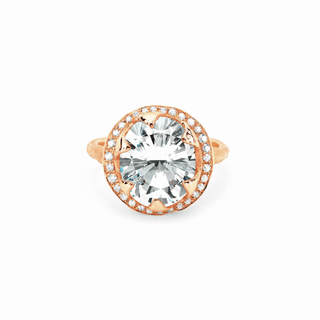 Baby Queen Oval Diamond Setting with Full Pavé Halo Rose Gold   by Logan Hollowell Jewelry