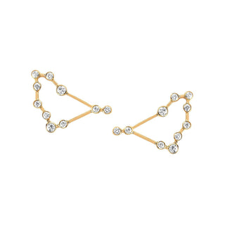 Classic Capricorn Constellation Studs Yellow Gold Pair  by Logan Hollowell Jewelry