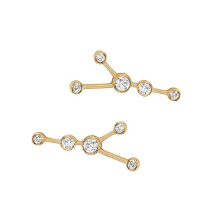 Classic Cancer Constellation Studs Yellow Gold Pair  by Logan Hollowell Jewelry