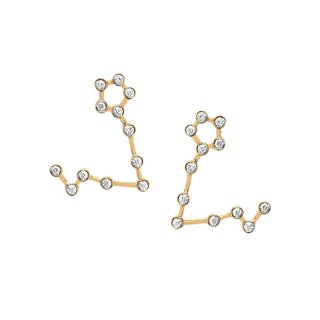 Classic Pisces Constellation Studs Yellow Gold Pair  by Logan Hollowell Jewelry