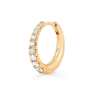 Crescent Pavé Unity Hoops Single Yellow Gold  by Logan Hollowell Jewelry