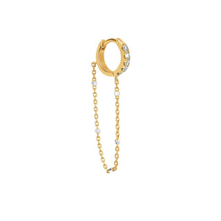 Diamond Mini Goddess Chain Earrings Yellow Gold Single  by Logan Hollowell Jewelry