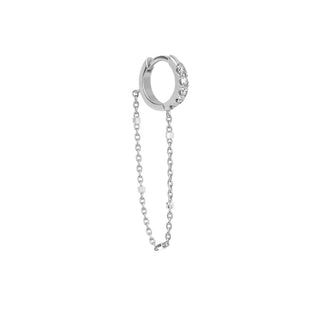 Diamond Mini Goddess Chain Earrings White Gold Single  by Logan Hollowell Jewelry