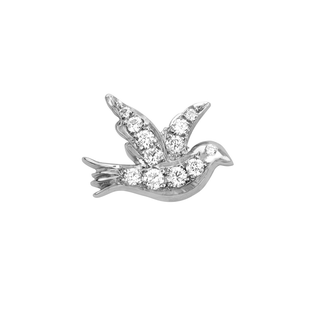 Dove Studs with Pavé Diamonds Single White Gold  by Logan Hollowell Jewelry