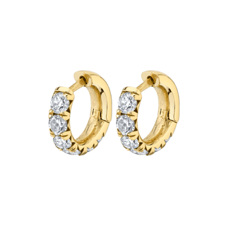 Baby French Pavé Diamond Hoops Yellow Gold Single  by Logan Hollowell Jewelry