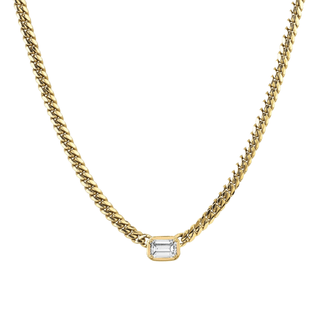 Queen Emerald Cut Diamond Cuban Choker Yellow Gold 14"  by Logan Hollowell Jewelry