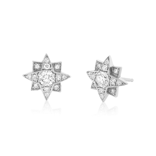 Pavé North Star Earrings Single White Gold  by Logan Hollowell Jewelry