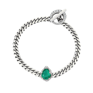 Reversible Baby Queen Emerald Water Drop Cuban Bracelet White Gold 6.5"  by Logan Hollowell Jewelry