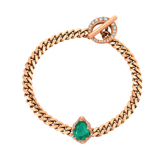 Reversible Baby Queen Emerald Water Drop Cuban Bracelet Rose Gold 6.5"  by Logan Hollowell Jewelry
