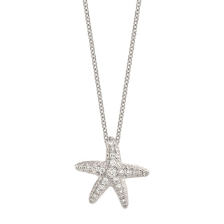 14k Atlantis Starfish Necklace with Pavé Diamonds White Gold   by Logan Hollowell Jewelry