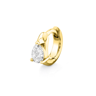 Mini Water Drop Diamond Pear Huggies Yellow Gold Single  by Logan Hollowell Jewelry