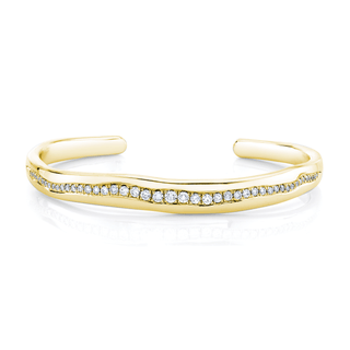 14k Atlantis Wave Cuff with Pave Diamonds Yellow Gold   by Logan Hollowell Jewelry