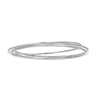 Wilderness Hammered Gold Bangle Set Trio White Gold  by Logan Hollowell Jewelry