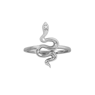 Kundalini Baby Snake Ring with Star Set Diamonds White Gold 4  by Logan Hollowell Jewelry