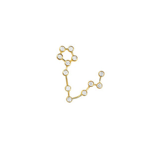 Classic Pisces Constellation Studs | Ready to Ship Yellow Gold Single Left  by Logan Hollowell Jewelry