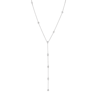 Diana Diamond Bezel Droplet Necklace 9 Diamond White Gold  by Logan Hollowell Jewelry