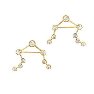 Classic Libra Constellation Studs Yellow Gold Pair  by Logan Hollowell Jewelry