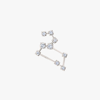 18k Prong Set Leo Constellation Studs White Gold Single Left  by Logan Hollowell Jewelry