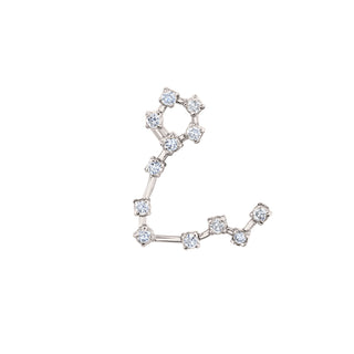 18k Prong Set Pisces Constellation Studs White Gold Single Left  by Logan Hollowell Jewelry