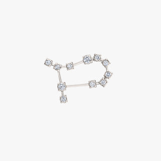18k Prong Set Gemini Constellation Studs White Gold Single Right  by Logan Hollowell Jewelry