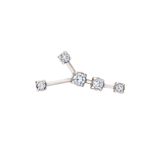 18k Prong Set Cancer Constellation Studs White Gold Single Left  by Logan Hollowell Jewelry