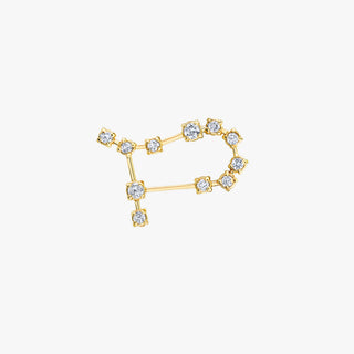 18k Prong Set Gemini Constellation Studs Yellow Gold Single Right  by Logan Hollowell Jewelry