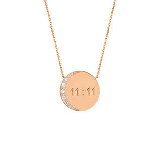 Mini 11:11 Moon Necklace Rose Gold 16"  by Logan Hollowell Jewelry