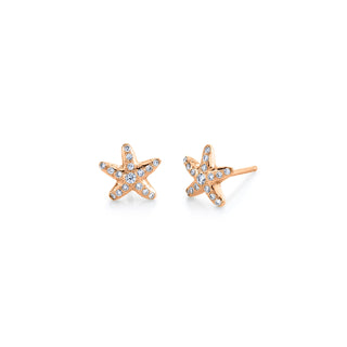 Mini Starfish Studs Pair Rose Gold  by Logan Hollowell Jewelry