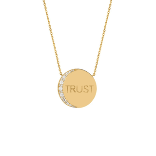 Mini Trust The Universe Moon Necklace Yellow Gold 16"  by Logan Hollowell Jewelry
