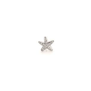 Mini Starfish Studs Single White Gold  by Logan Hollowell Jewelry
