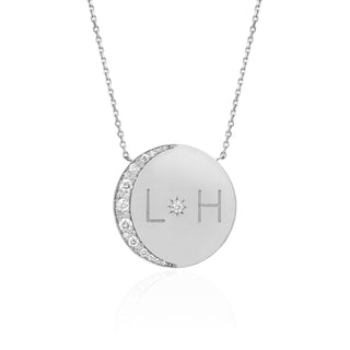Custom Classic "Love You To The Moon and Back" Necklace with Diamonds White Gold 16" With Star Set Diamond Center by Logan Hollowell Jewelry
