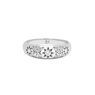Pavé Star Set Rounded Ring White Gold 4  by Logan Hollowell Jewelry