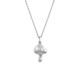 Mini Magic Mushroom Necklace with Diamonds 16" White Gold  by Logan Hollowell Jewelry