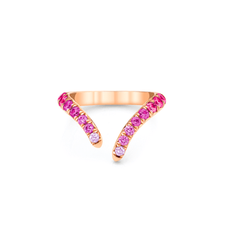 French Pavé Pink Sapphire Tusk Ring 4.5 Rose Gold  by Logan Hollowell Jewelry