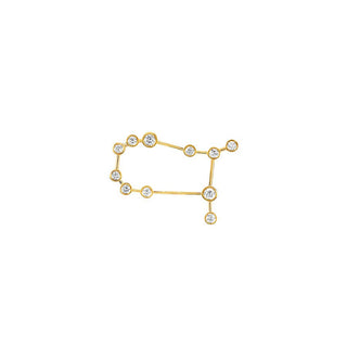 Classic Gemini Constellation Studs Yellow Gold Single Right  by Logan Hollowell Jewelry