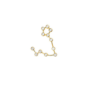 Classic Pisces Constellation Studs Yellow Gold Single Right  by Logan Hollowell Jewelry