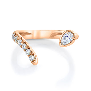 French Pave Tusk Ring with Diamond Pear 2 Rose Gold  by Logan Hollowell Jewelry