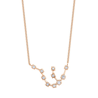 18k Prong Set Aquarius Constellation Necklace Rose Gold   by Logan Hollowell Jewelry