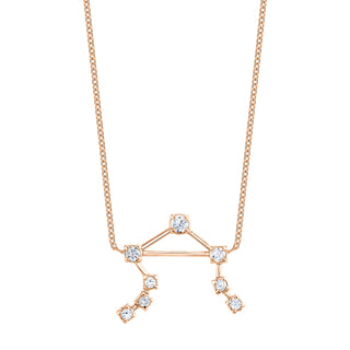 18k Prong Set Libra Constellation Necklace Rose Gold   by Logan Hollowell Jewelry