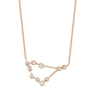 18k Prong Set Capricorn Constellation Necklace Rose Gold   by Logan Hollowell Jewelry