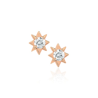 Mini North Star Diamond Studs Rose Gold Pair  by Logan Hollowell Jewelry