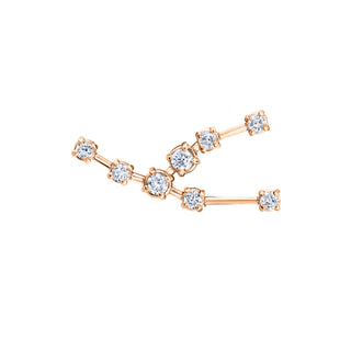 18k Prong Set Taurus Constellation Studs Rose Gold Single Right  by Logan Hollowell Jewelry