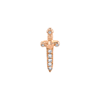 Pave Diamond Dagger Studs Single Rose Gold  by Logan Hollowell Jewelry