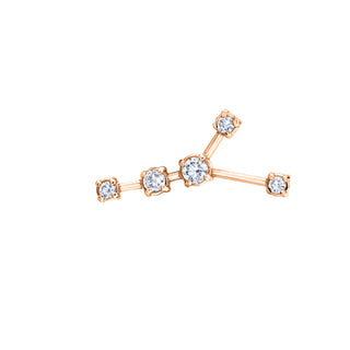 18k Prong Set Cancer Constellation Studs Rose Gold Single Right  by Logan Hollowell Jewelry