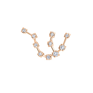 18k Prong Set Aquarius Constellation Studs Rose Gold Single Right  by Logan Hollowell Jewelry