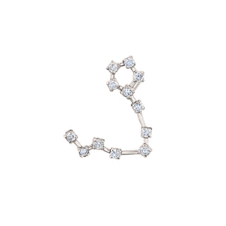 18k Prong Set Pisces Constellation Studs White Gold Single Right  by Logan Hollowell Jewelry