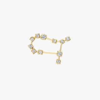 18k Prong Set Gemini Constellation Studs Yellow Gold Single Left  by Logan Hollowell Jewelry