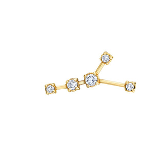18k Prong Set Cancer Constellation Studs Yellow Gold Single Right  by Logan Hollowell Jewelry