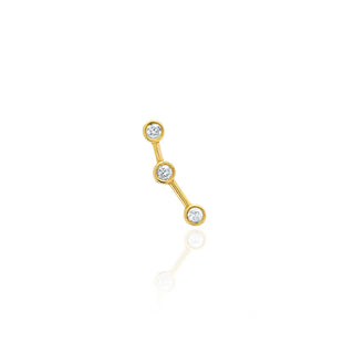 Ursa Major Diamond Split Studs Yellow Gold 3 Diamond Earring  by Logan Hollowell Jewelry